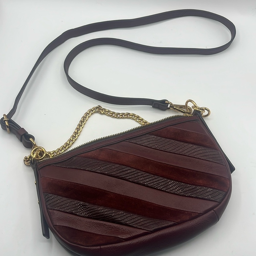 Fossil suede and leather shoulder bag